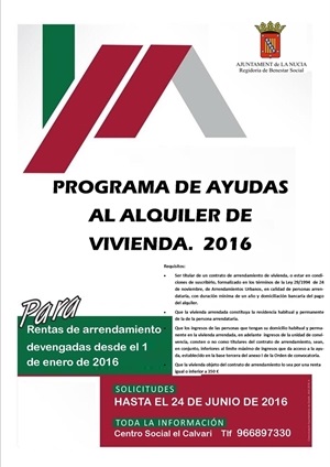 Cartel Ayuda Alquiler 2016